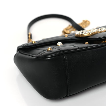 Gucci Calfskin Matelasse Studded Small Pearly GG Marmont Shoulder Bag Black 8 of 9