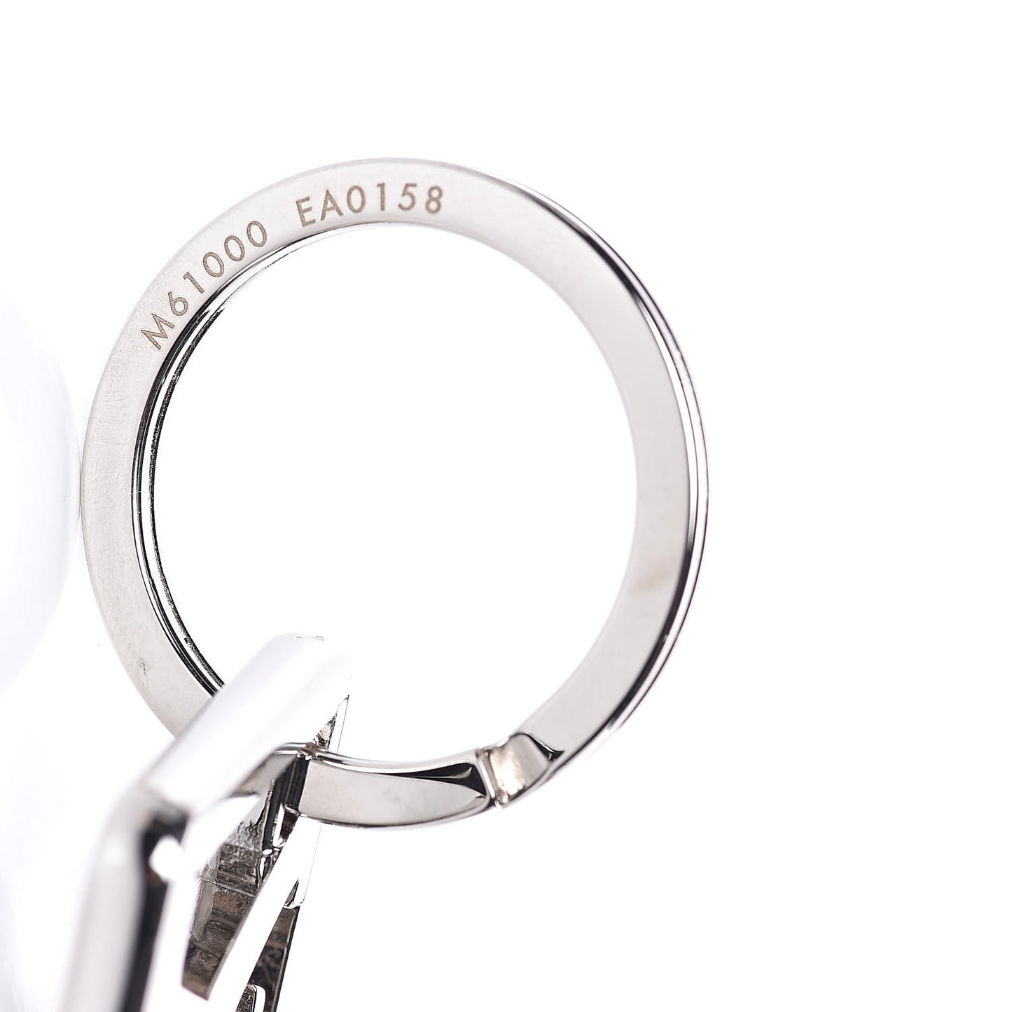 LV Logo Bag Charm Key Holder Silver