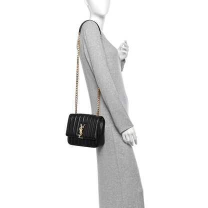 Saint Laurent Lambskin Matelasse Monogram Medium Vicky Chain Bag Black 2 of 10