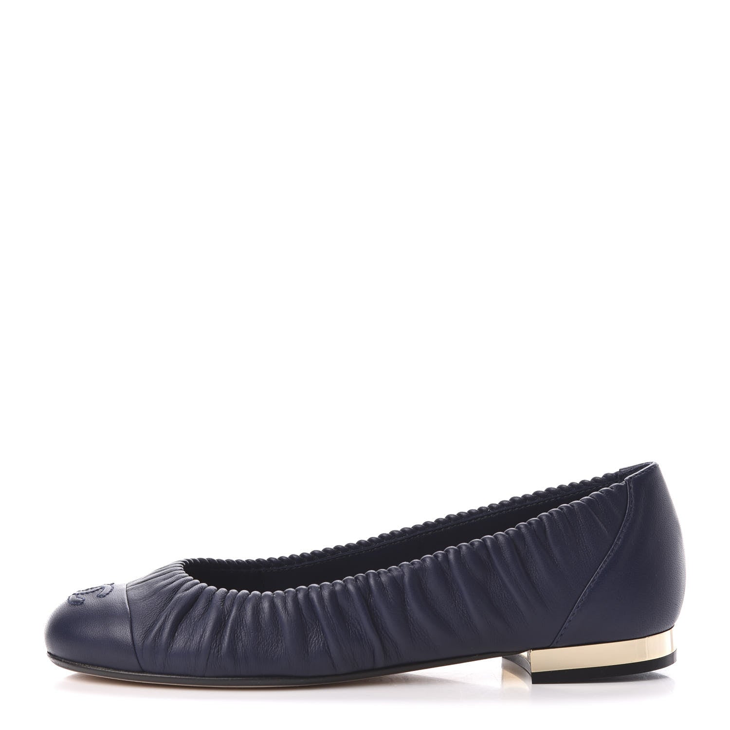 Chanel Lambskin CC Cap Toe Ballerina Flats 36 Navy 1 of 10