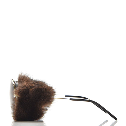 Saint Laurent Mink Fur Classic 11 Shields Sunglasses Gold 5 of 13
