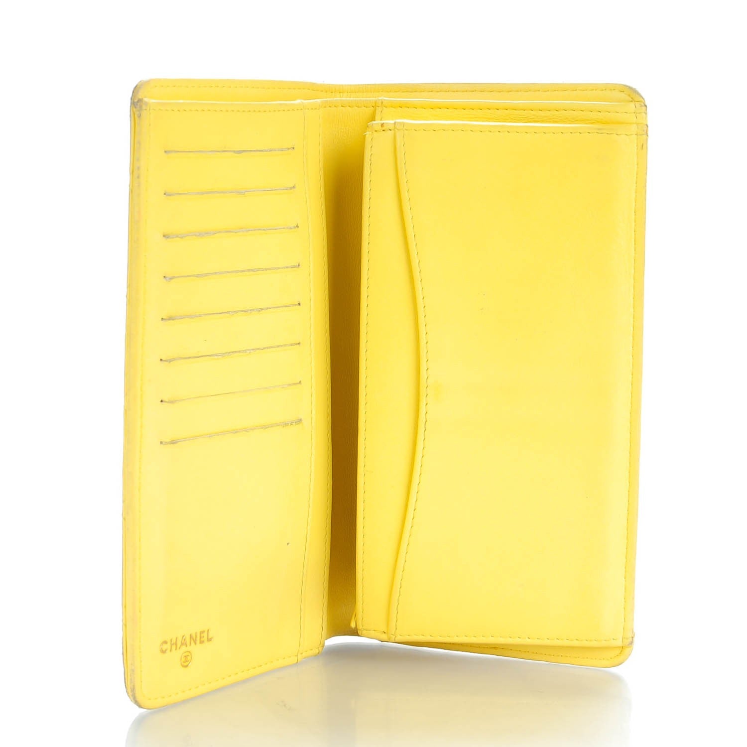 Chanel Lambskin Quilted Yen Wallet Yellow 5 of 11