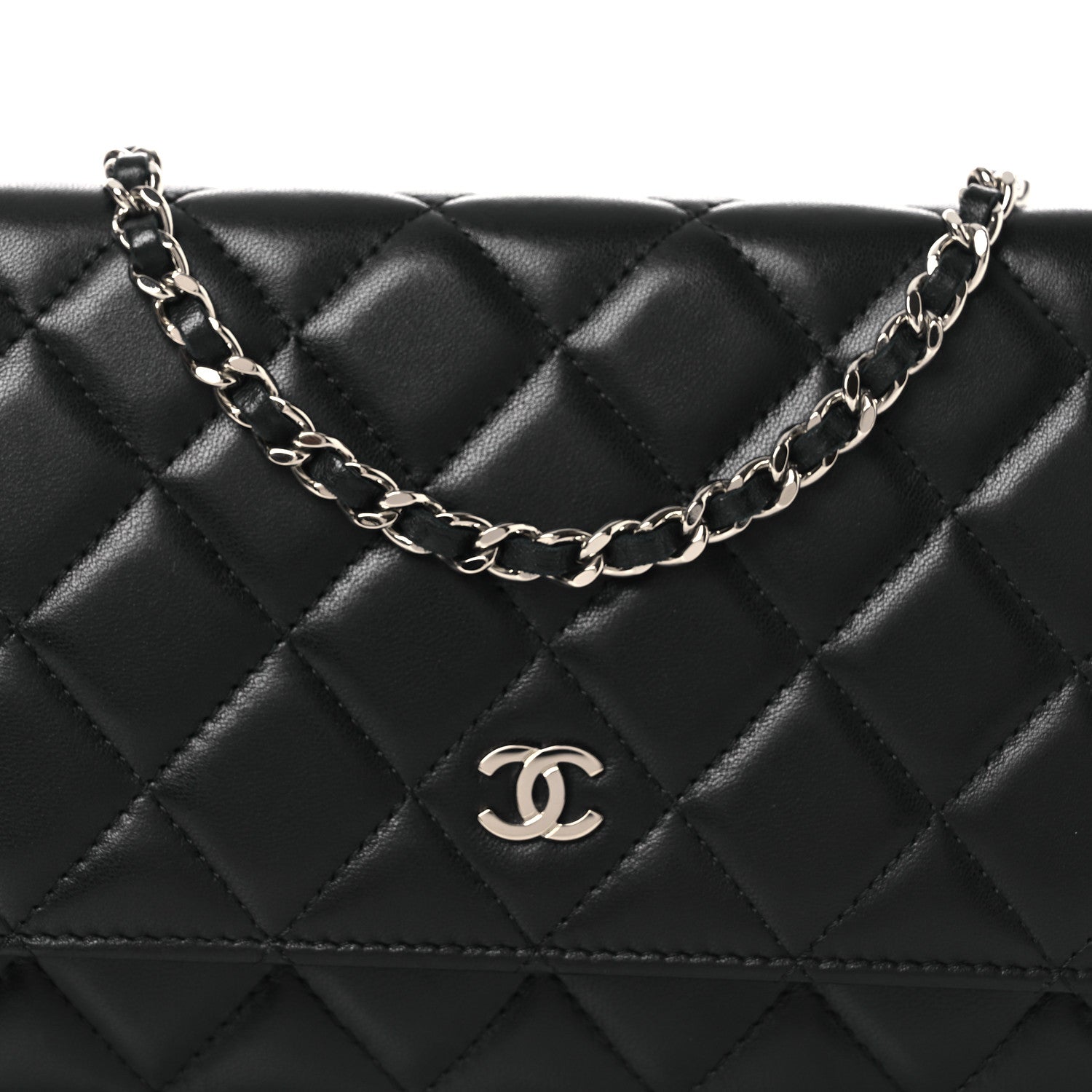 Chanel Lambskin Quilted Wallet On Chain WOC Black 15 of 22