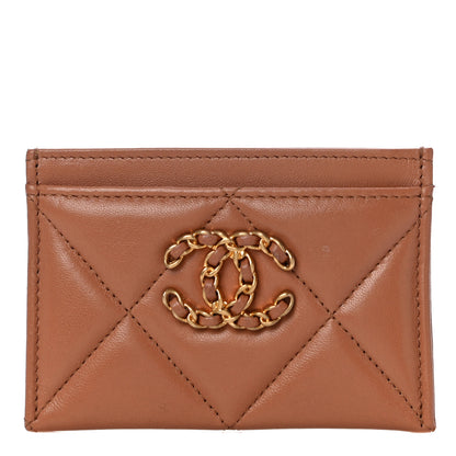 Chanel Lambskin Quilted Chanel 19 Card Holder Brown 1 of 11