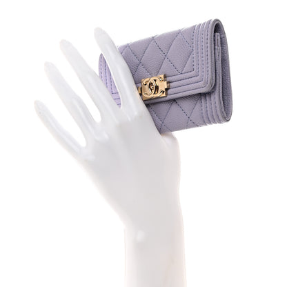 Chanel Caviar Quilted Boy Flap Card Holder Light Purple 2 of 7