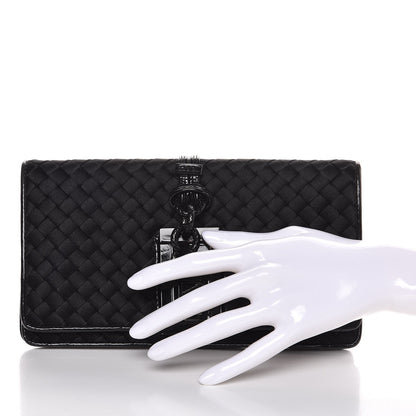 Bottega Veneta Patent Satin Intreccio Clutch Black 2 of 7