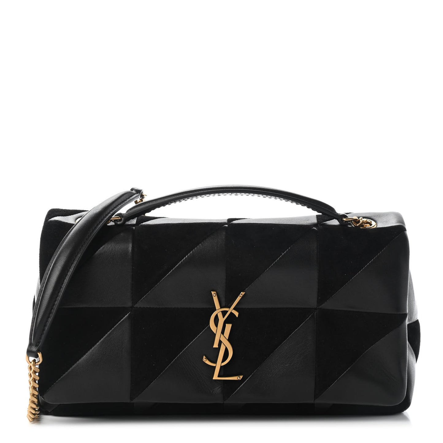 Lambskin Suede Patchwork Monogram Medium Jamie Black