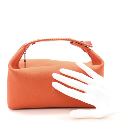 Hermes Canvas Small Bride-A-Brac Pouch Orange Burgundy 2 of 6