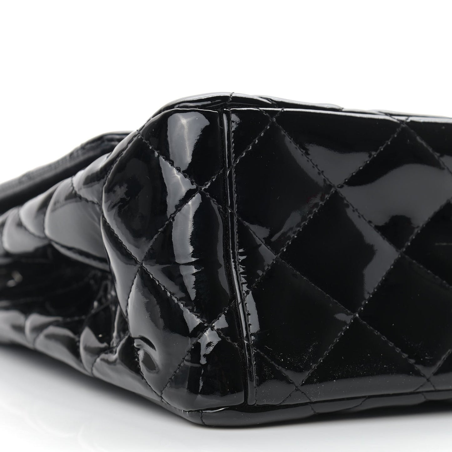 Patent Quilted Maxi Single Flap Black