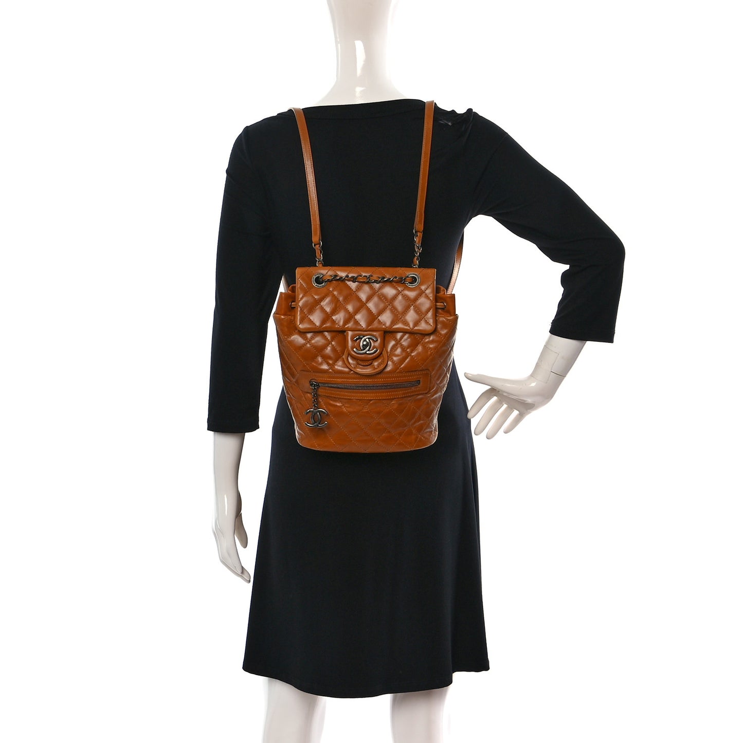 Glazed Calfskin Quilted Small Salzburg Mountain Backpack Brown