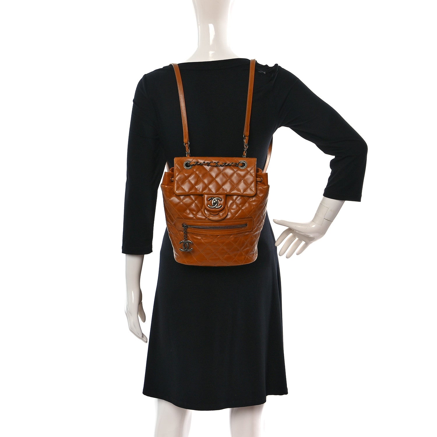Chanel Glazed Calfskin Quilted Small Salzburg Mountain Backpack Brown 2 of 13