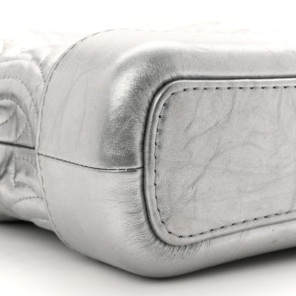 Chanel Metallic Aged Calfskin CC Quilted Small Gabrielle Hobo Dark Silver 9 of 10