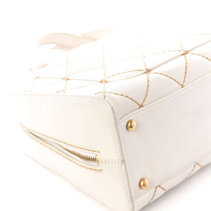 Chanel Calfskin Contrast Stitch Surpique Bowler White 7 of 11