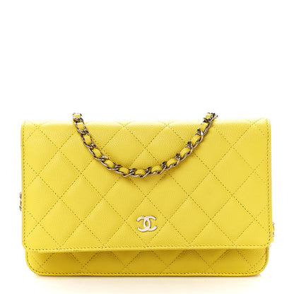 Chanel Caviar Quilted Wallet on Chain WOC Yellow 1 of 12