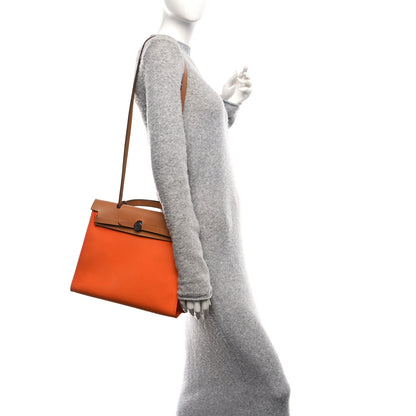 Hermes Vache Hunter Toile Herbag Zip 31 PM Orange 2 of 11