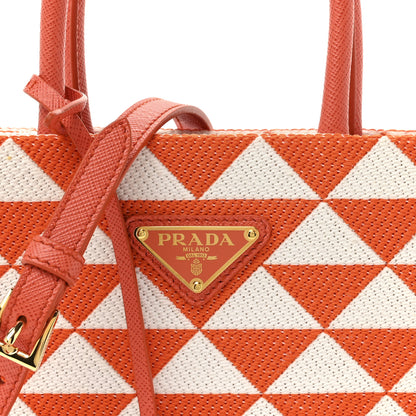 Prada Jacquard Saffiano Triangolo Symbole Embroidered Micro Tote Arancio White 7 of 9