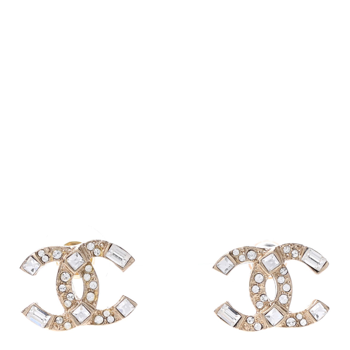Crystal Baguette CC Earrings Gold