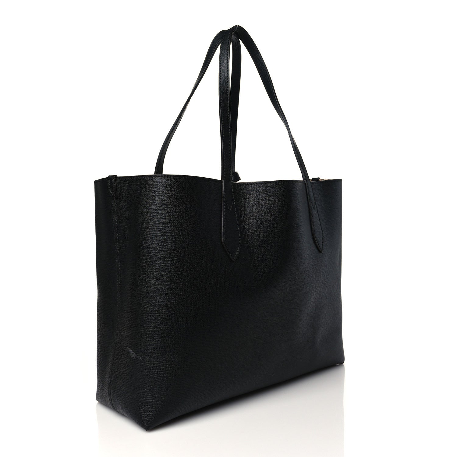 Burberry Grainy Calfskin Haymarket Check Small Reversible Tote Black 5 of 16