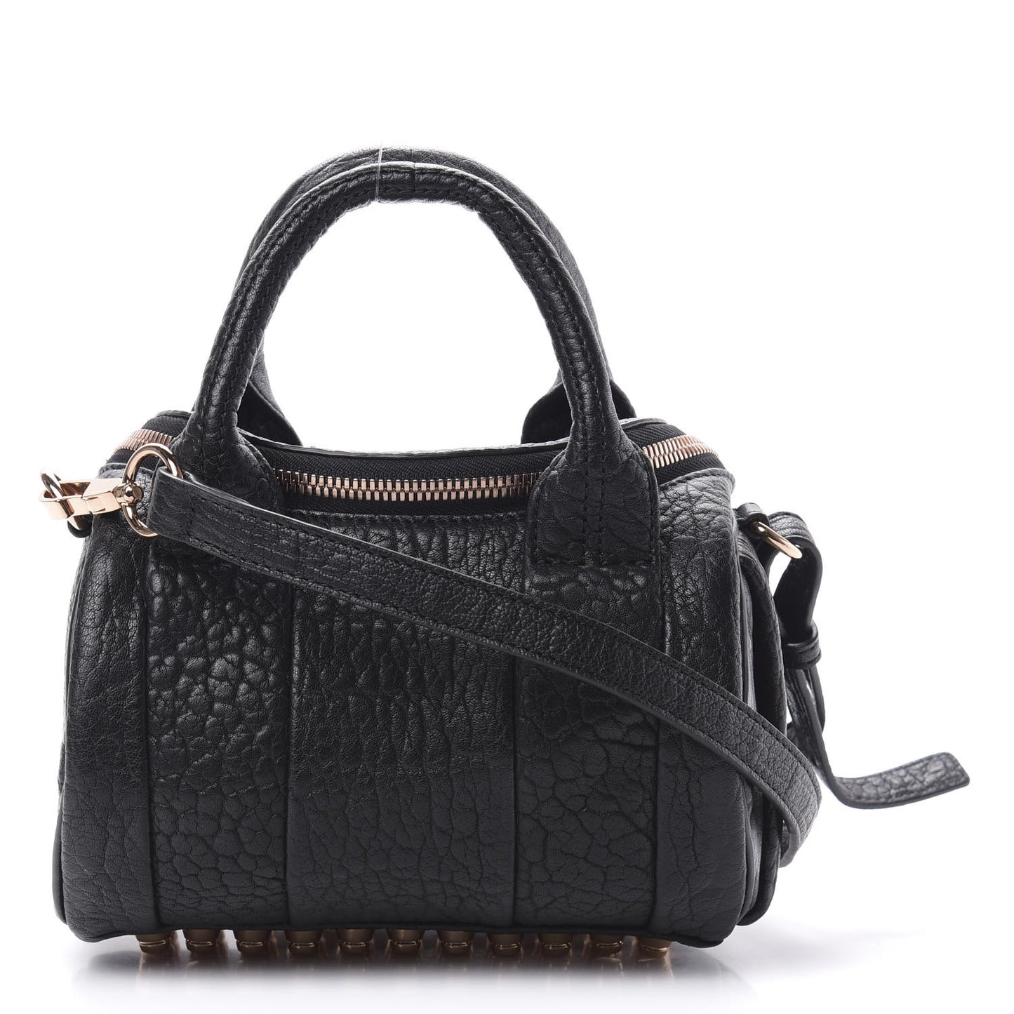 Pebbled Lambskin Mini Rockie Black Rose Gold Hardware