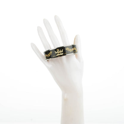 Hermes Enamel Printed Wide Cosmos Bracelet 70 Black 2 of 6