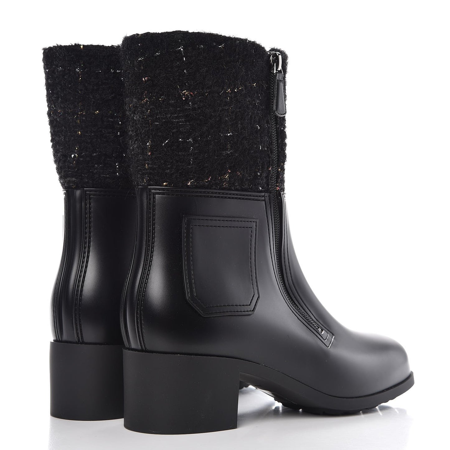 PVC Tweed High Boots 41 Black