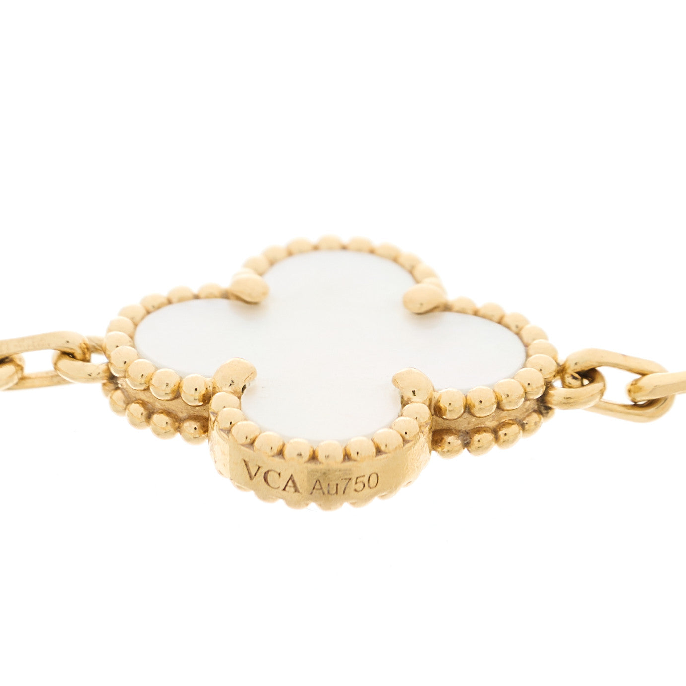 Van Cleef & Arpels 18K Yellow Gold Mother of Pearl 5 Motifs Vintage Alhambra Bracelet 4 of 5