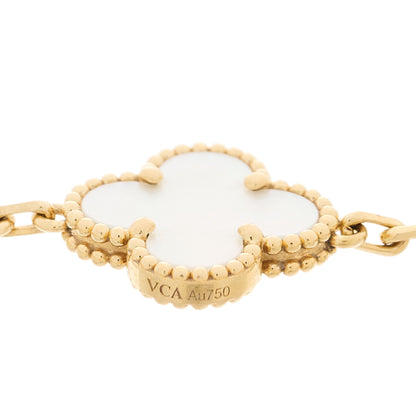 Van Cleef & Arpels 18K Yellow Gold Mother of Pearl 5 Motifs Vintage Alhambra Bracelet 4 of 5