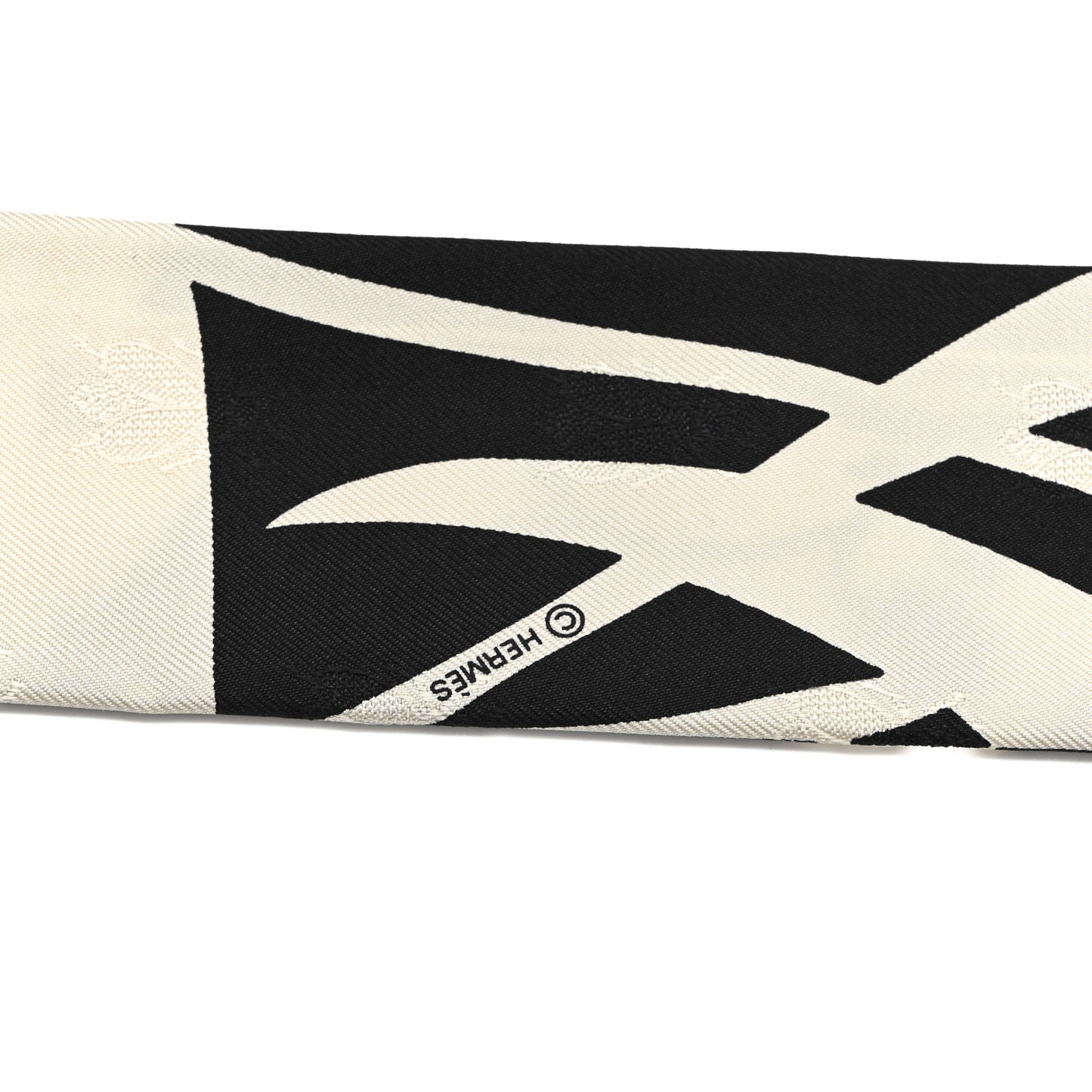 Silk Calfskin Bouquet Final Fringed Twilly Creme Black
