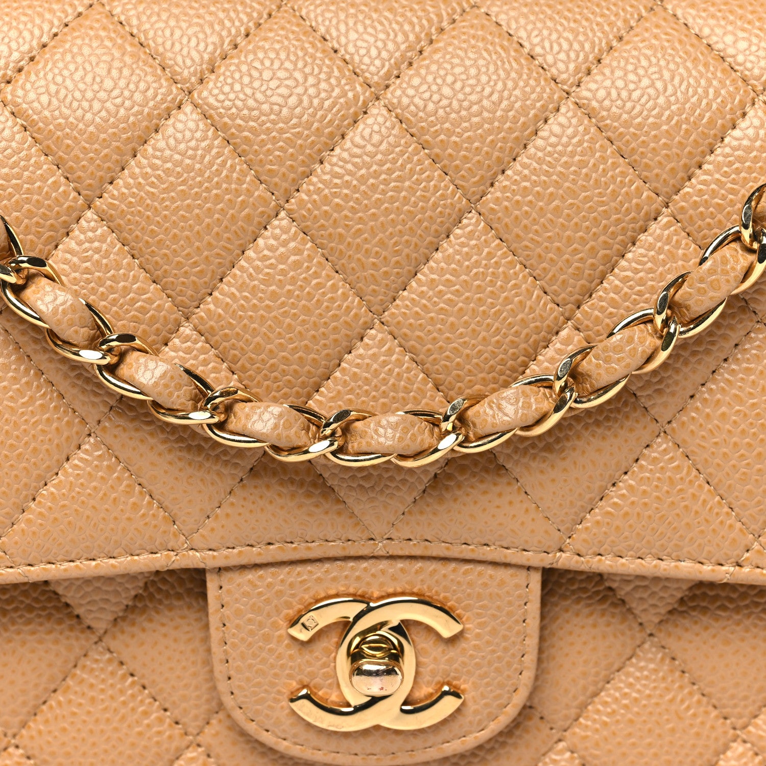 Chanel Caviar Quilted Medium Double Flap Beige 8 of 10