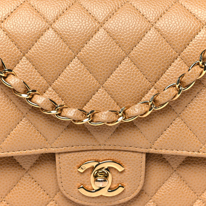 Chanel Caviar Quilted Medium Double Flap Beige 8 of 10