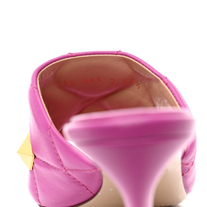 Valentino Garavani Nappa Quilted Roman Stud 65mm Slide Sandals 37.5 Radiant Orchid 6 of 8