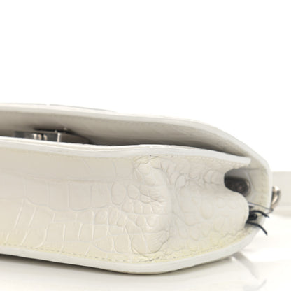 Balenciaga Extra Supple Calfskin Crocodile Embossed Gossip Chain Bag XS White 11 of 13
