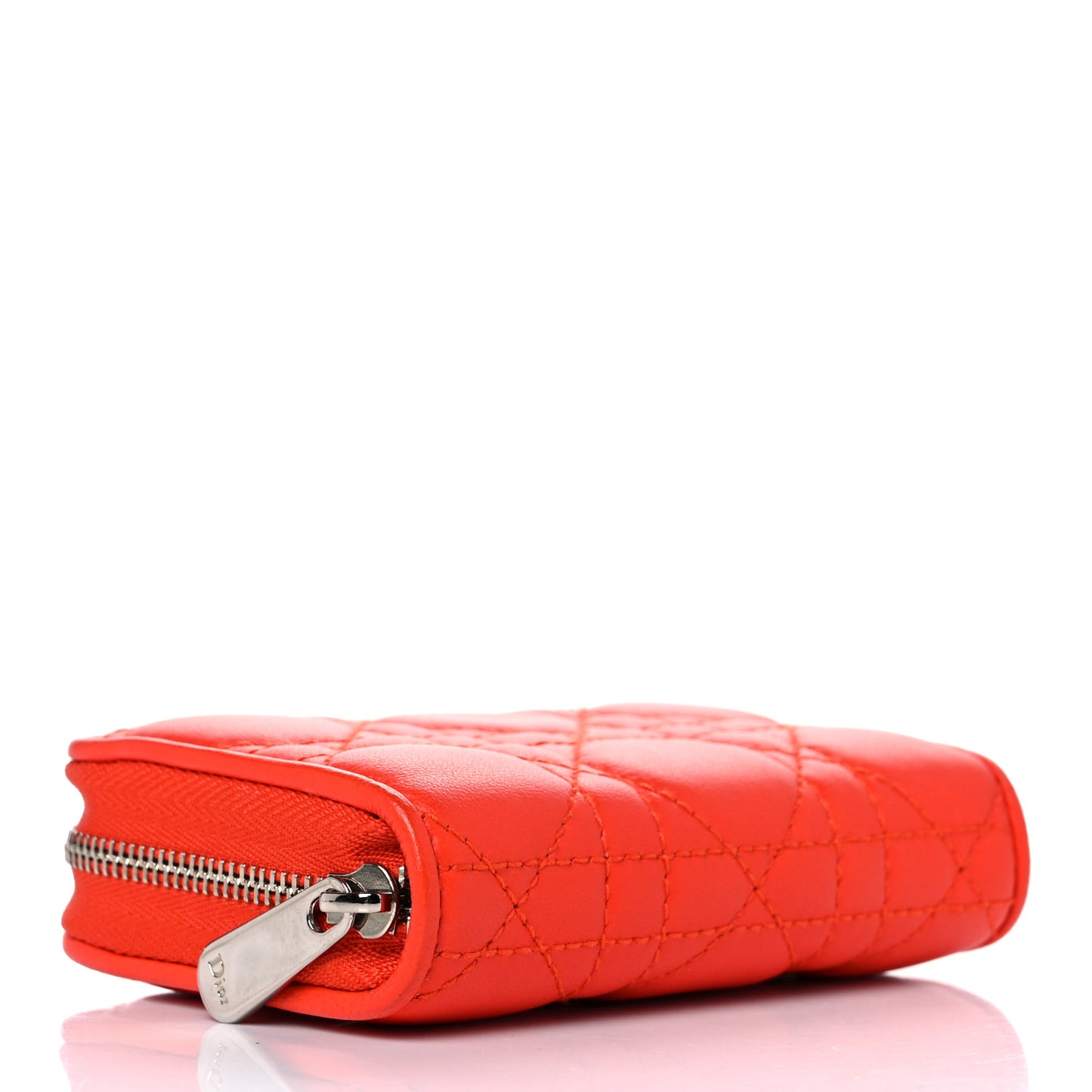 Lambskin Cannage Mini Lady Dior Zip Portemonnaie Orange