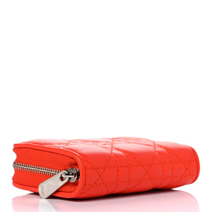 Christian Dior Lambskin Cannage Mini Lady Dior Zip Portemonnaie Orange 4 of 7