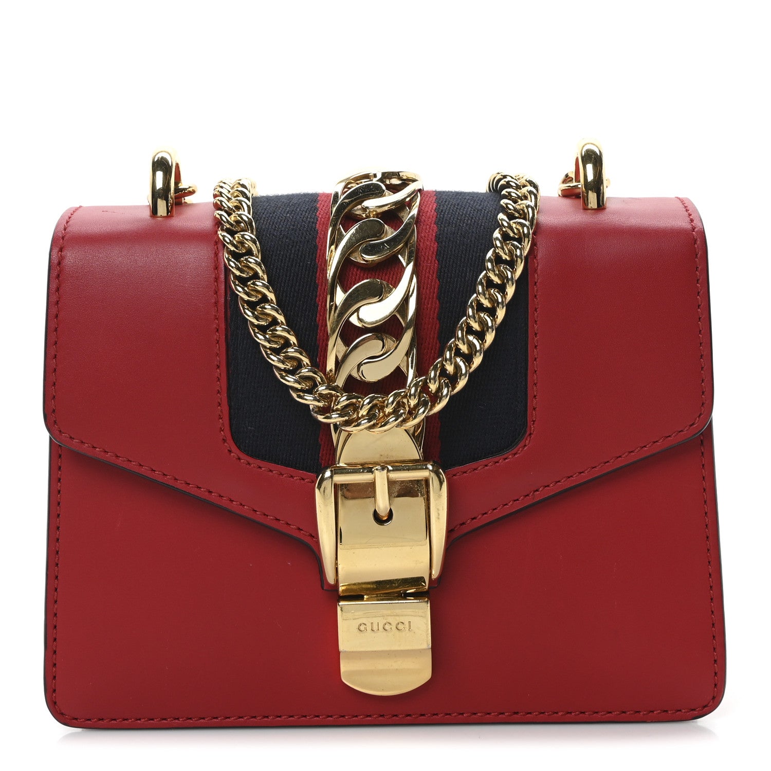 Gucci Calfskin Mini Sylvie Chain Shoulder Bag Hibiscus Red 1 of 10