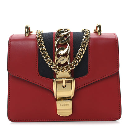 Gucci Calfskin Mini Sylvie Chain Shoulder Bag Hibiscus Red 1 of 10