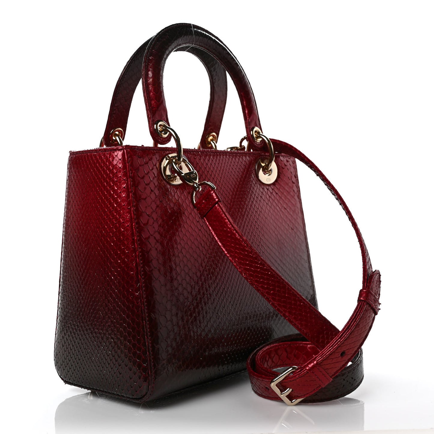 Snakeskin Medium Lady Dior Red