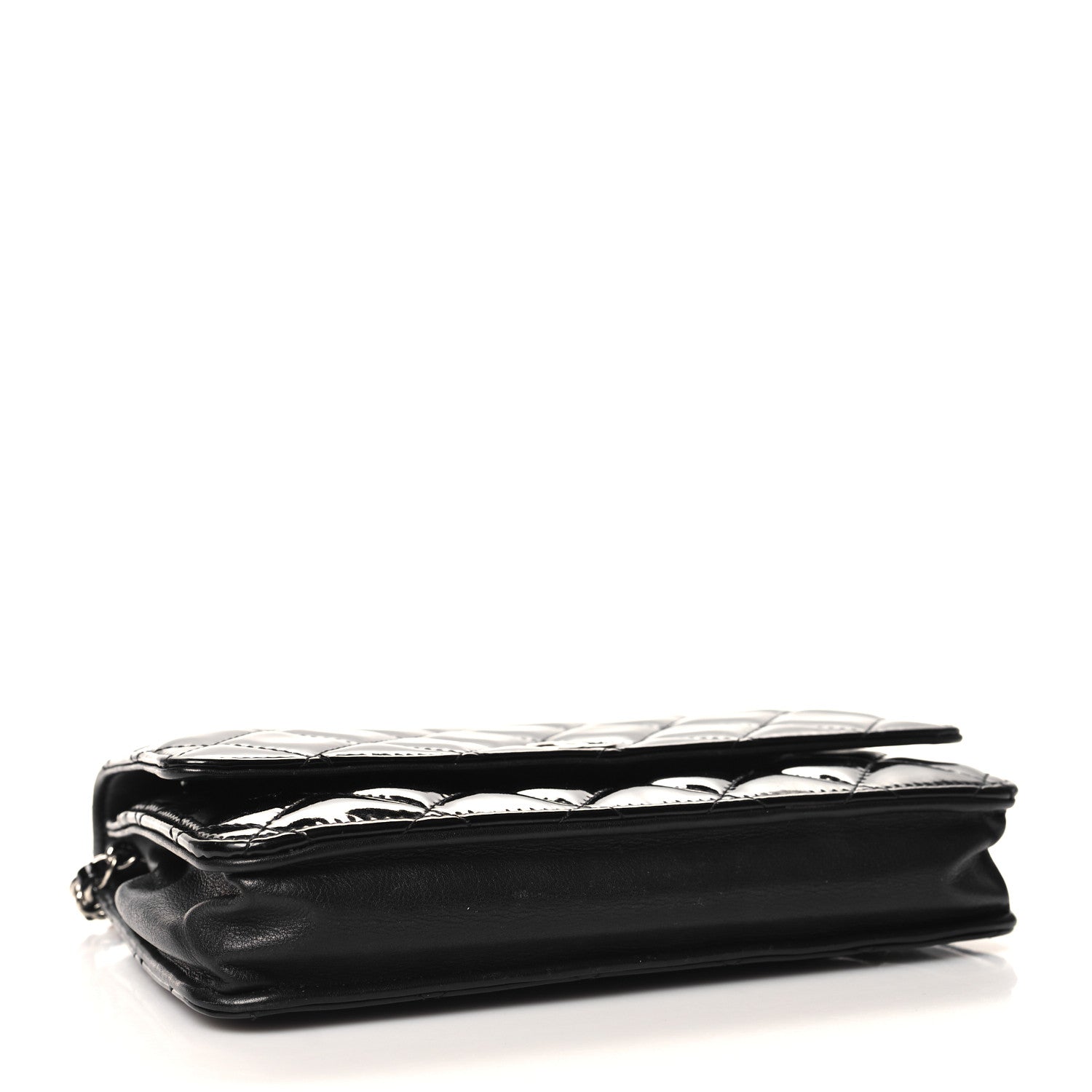 Chanel Patent Quilted Wallet On Chain WOC Black 4 of 12