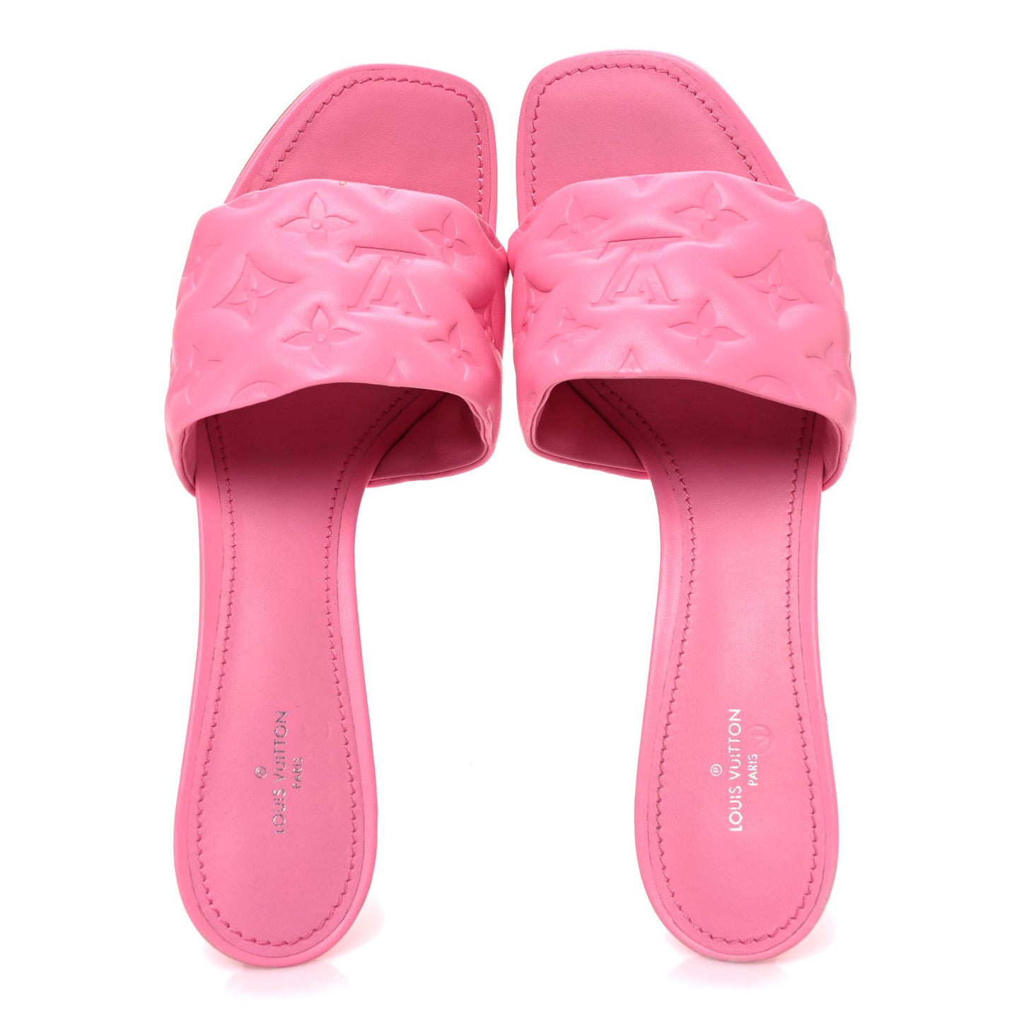 Lambskin Embossed Monogram Revival Mid Heel Mules 41 Rose Pop