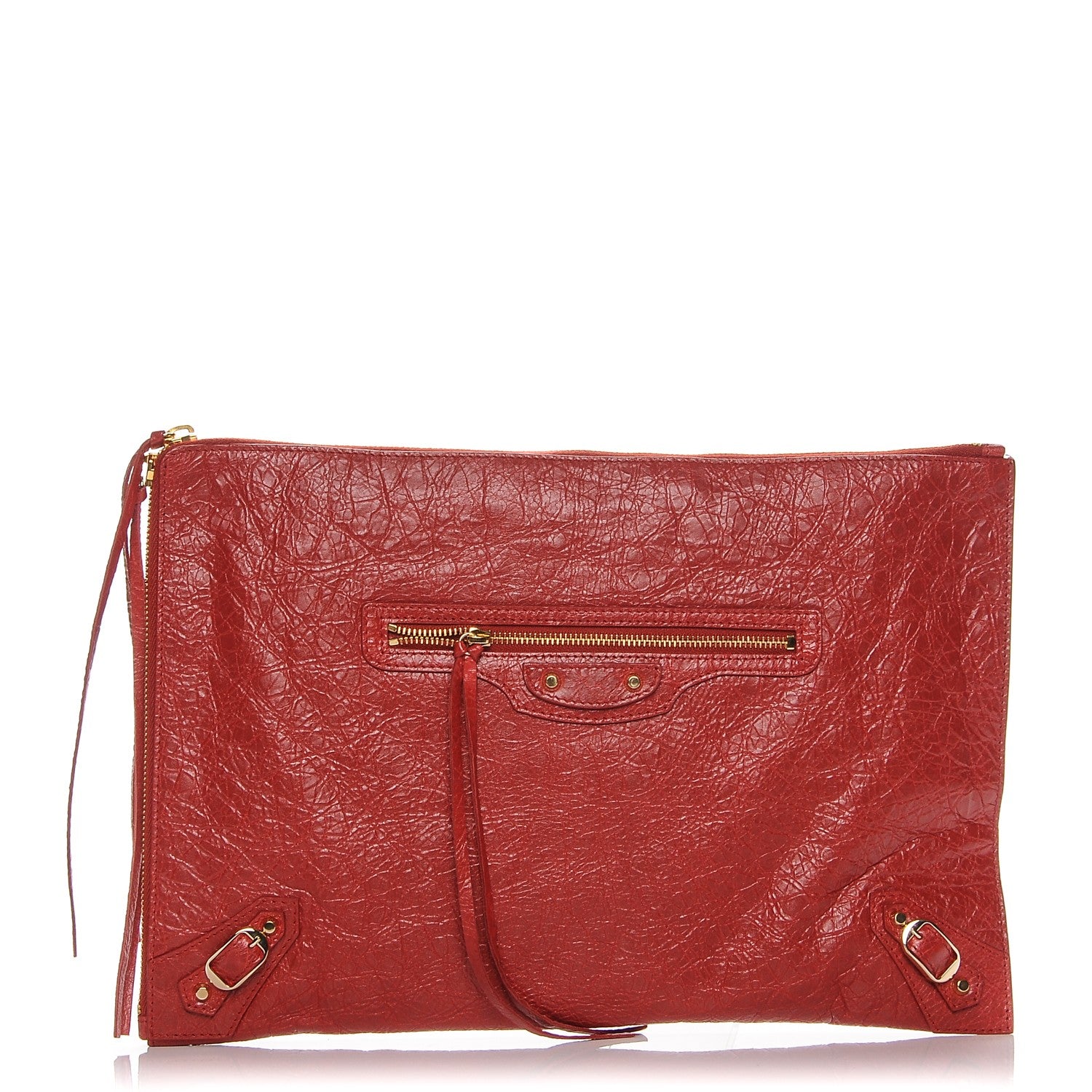 Balenciaga Agneau Arena Classic Gold Hardware Small Pouch Red 1 of 7