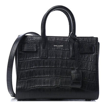 Saint Laurent Calfskin Crocodile Embossed Nano Sac De Jour Black 1 of 4