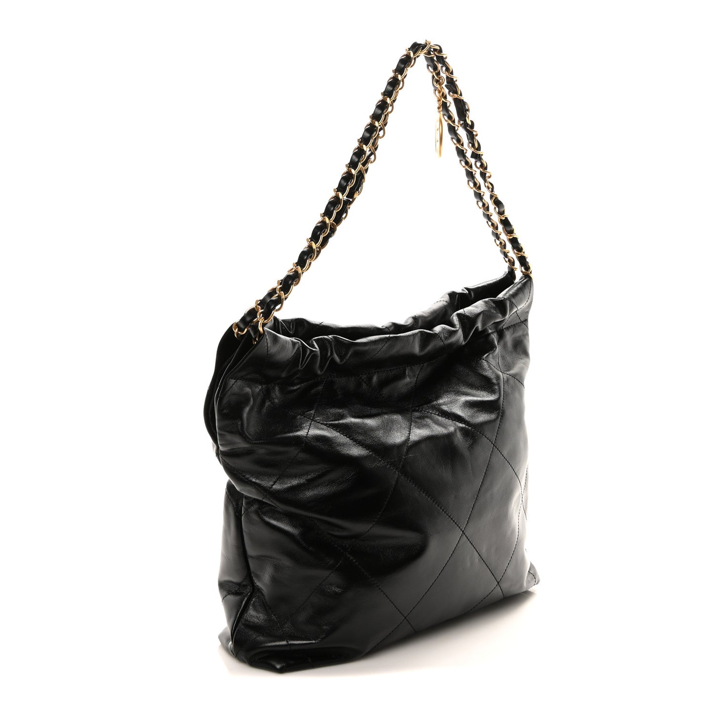 Shiny Calfskin Quilted Small Chanel 22 Black
