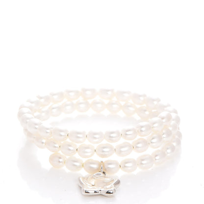 Tiffany Sterling Silver Pearl Elsa Peretti Three Row Star Charm Bracelet 1 of 5