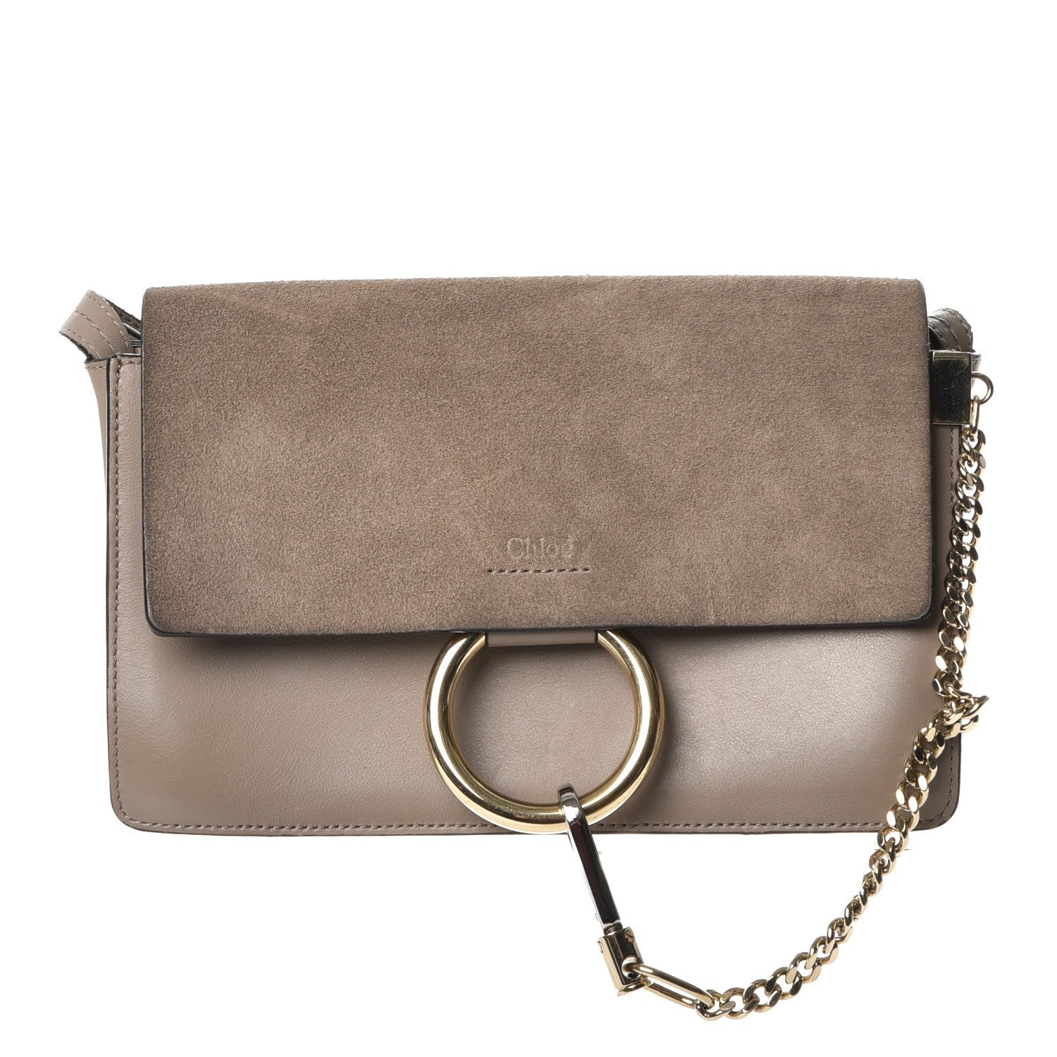 Chloe Suede Calfskin Small Faye Shoulder Bag Motty Grey 1 of 13