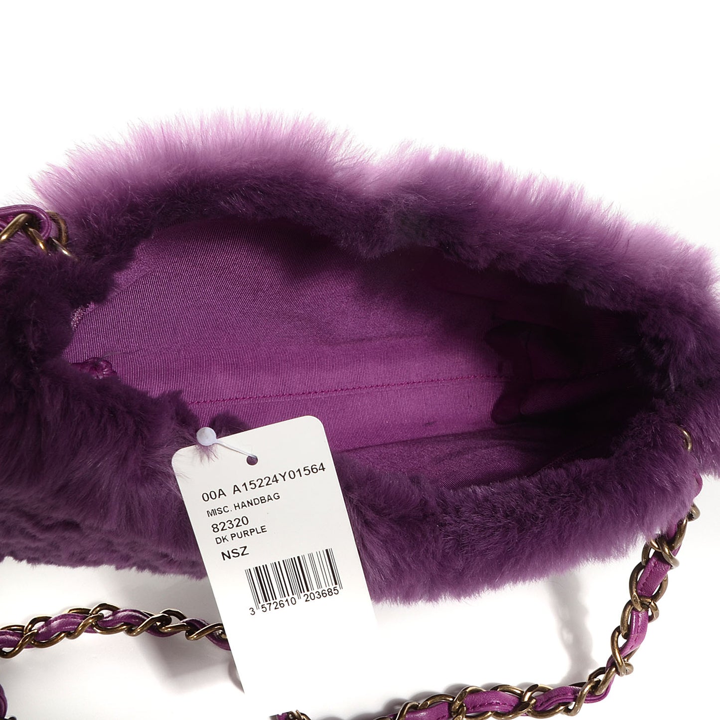 Rabbit Fur Shoulder Bag Dark Purple