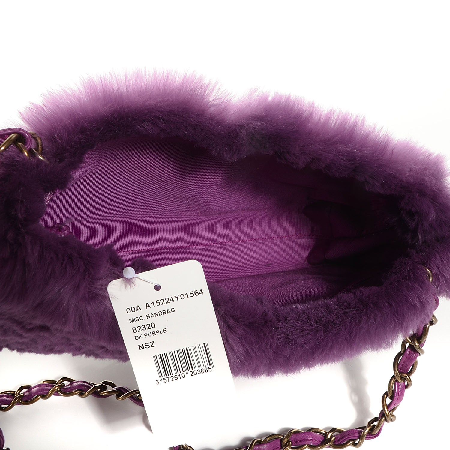 Chanel Rabbit Fur Shoulder Bag Dark Purple 5 of 7