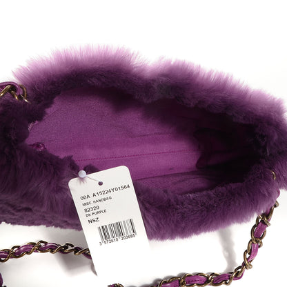 Chanel Rabbit Fur Shoulder Bag Dark Purple 5 of 7