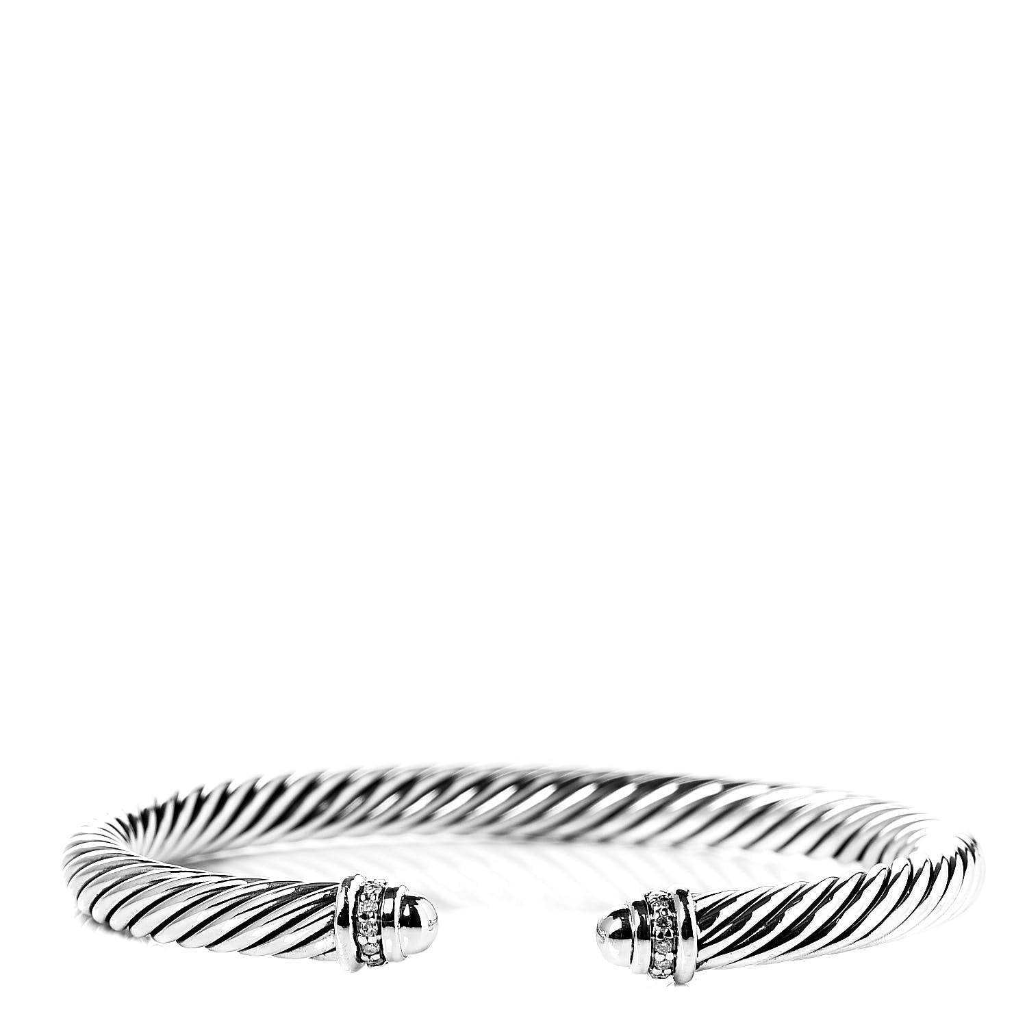 David Yurman Sterling Silver Diamond 5mm Cable Classics Dome Bracelet 1 of 5