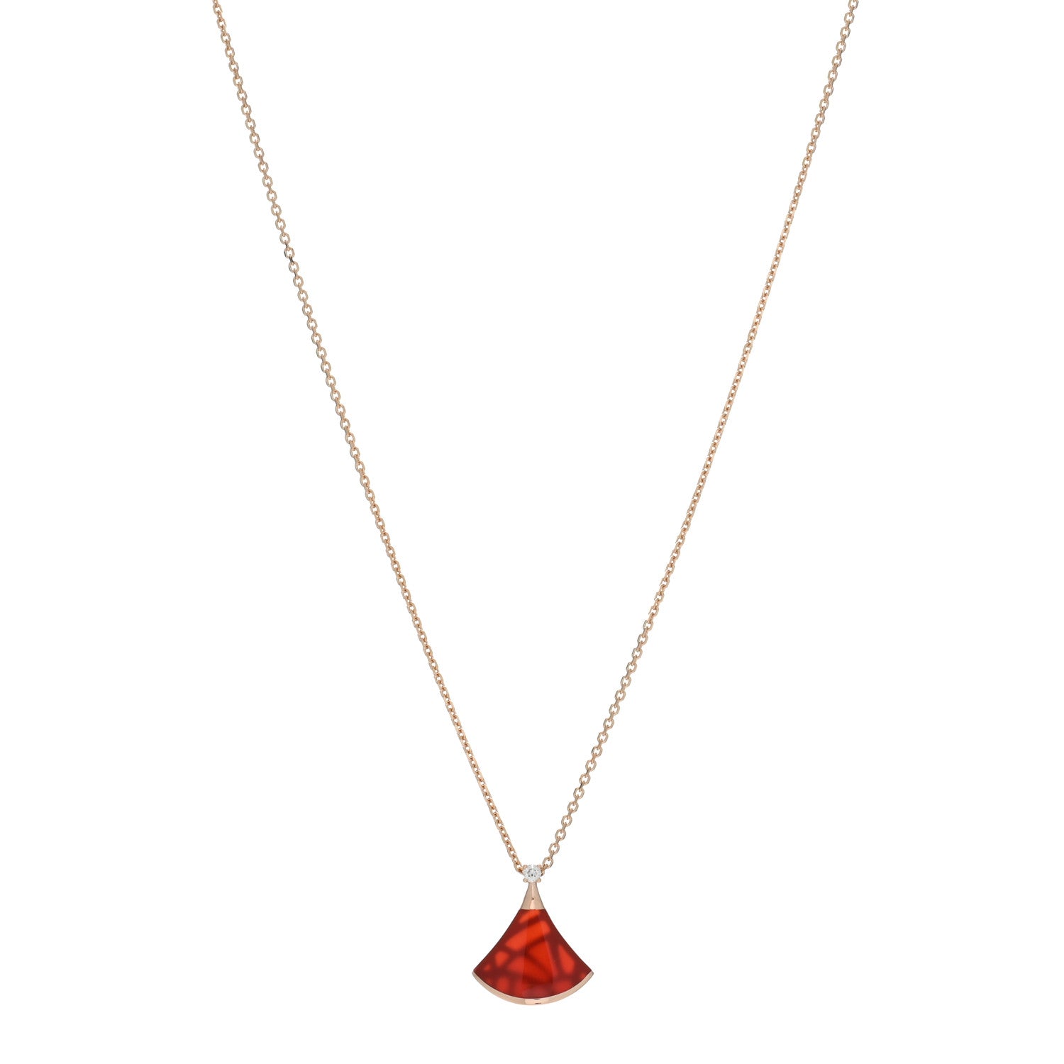Bulgari 18K Rose Gold Diamond Carnelian Divas' Dream Pendant Necklace 1 of 4