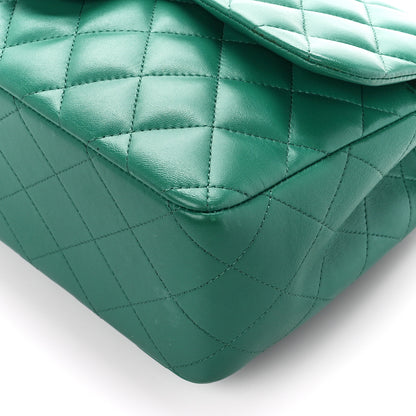Chanel Lambskin Quilted Jumbo Double Flap Green 10 of 15